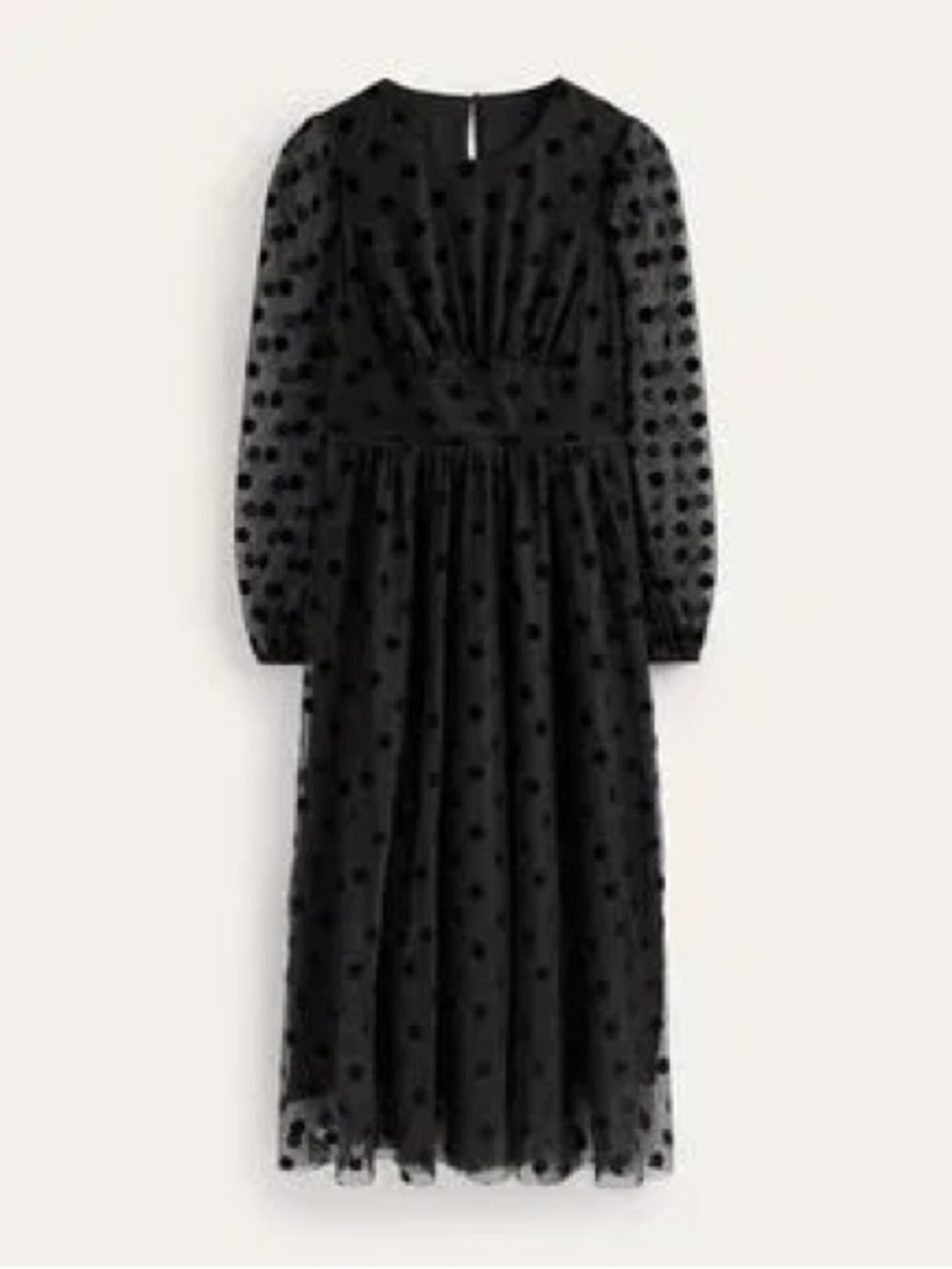 Boden Black Polka Dot Spot Holiday Party Sleeve Christina Tulle Midi Dress 16 18 - Picture 4 of 15